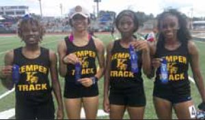The 800 relay team of Kaylan Clayton, Zariyah Moss, Jashunti Boussage and Bry’Neshia Bourrage won at South State. Clayton predicted a gold medal at Friday’s state meet.